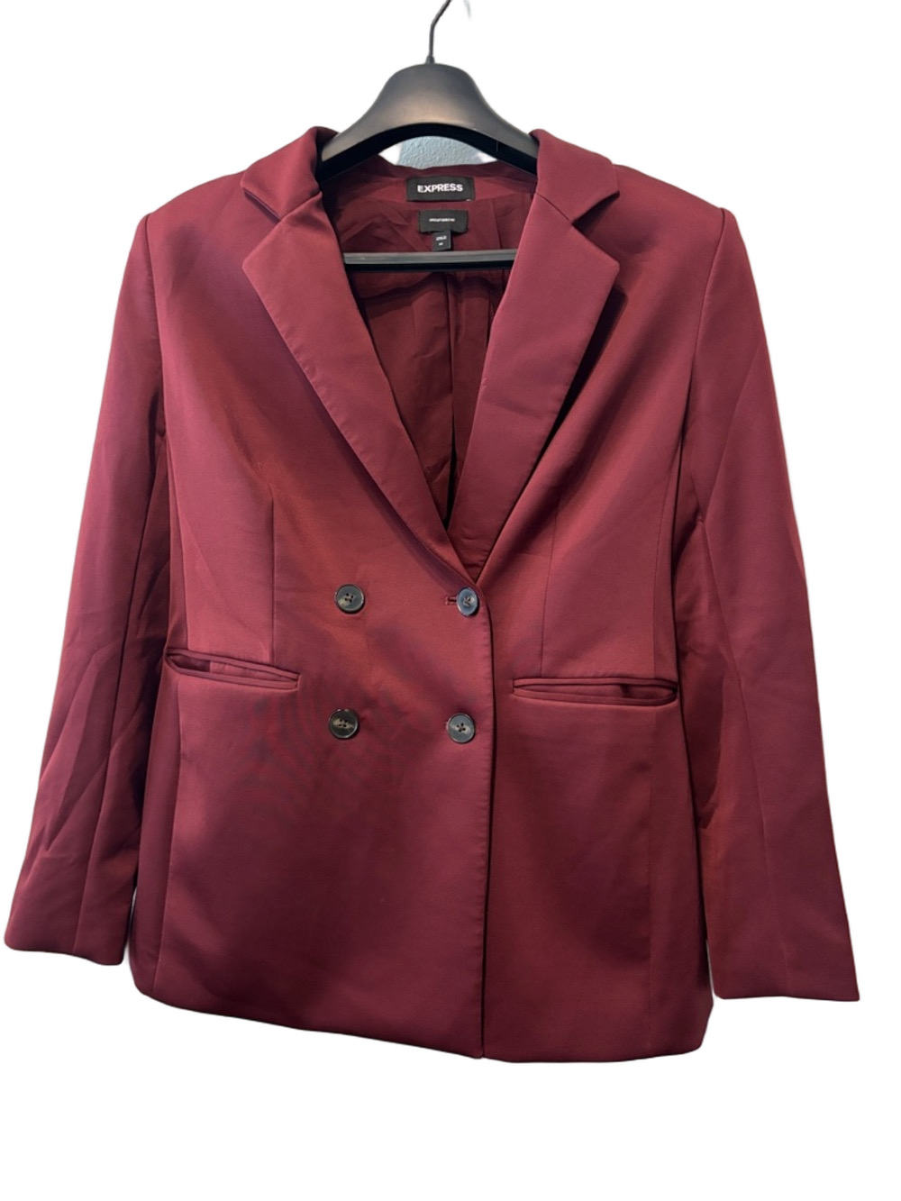 Express Double Breasted Blazer Deep Wine Burgundy Maroon Jacket Work Size M